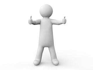 3d man with two thumbs up