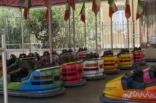Bumper cars in a fairground