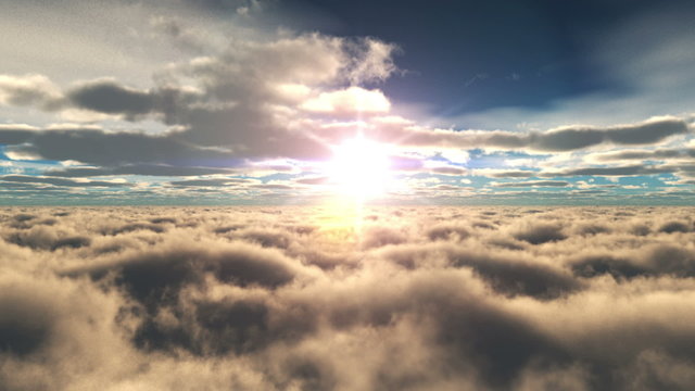 fly over clouds sunset
