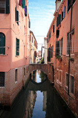 Stairs leading to a small alley between apartments in Venice