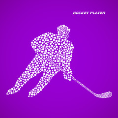 Abstract hockey player with a stick. Vector illustration. Eps 10