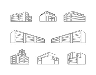 Dimensional building as a design web icons - Linesymbol