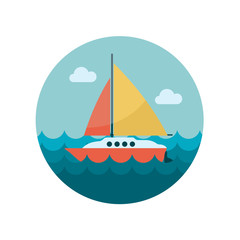Boat with a Sail flat icon