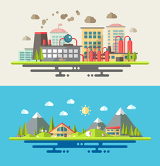Obraz premium Modern flat design conceptual ecological illustration