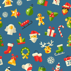 Illustration of Christmas and Happy New Year flat design pattern