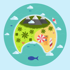 Fototapeta premium Paradise Tropical Island Aerial View