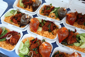 Street food on night market - fried rice for iftar, Putrajaya, Malaysia © obroni