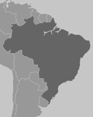 Brasilien - Karte in Grau