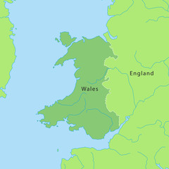Wales - Karte in Grün
