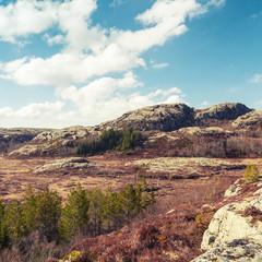 Spring Norwegian landscape with cloudy sky