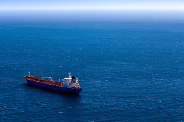 View from above to cargo ship