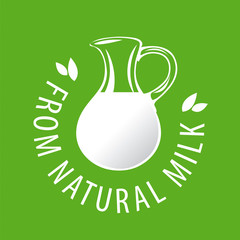 vector logo glass jug with milk