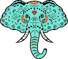 vector illustration of a decorated elephant's head