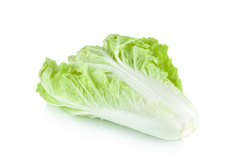 fresh chinese cabbage and a cut one on a white background