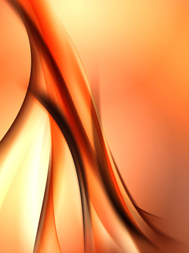 Fototapeta Gold orange brown fractal light wave background