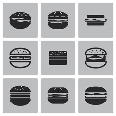 Vector black burger icons set