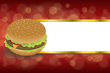Background abstract food hamburger red yellow gold frame
