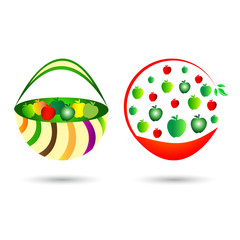 Apple basket design isolated on white background.