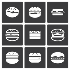 Vector white burger icons set