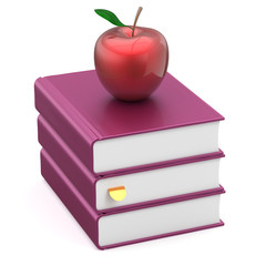 Books blank textbook stack purple red apple wisdom icon