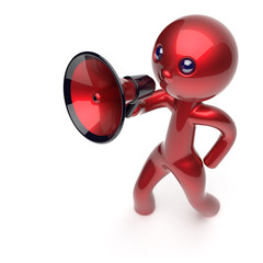 Announcement man speaking megaphone character stylized