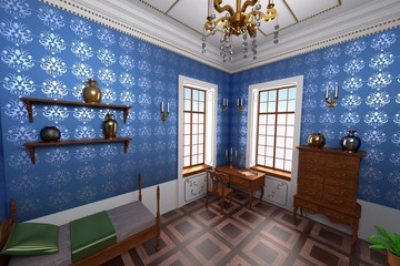 3d render of luxury manor interior