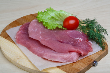 Raw pork schnitzel