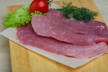 Raw pork schnitzel