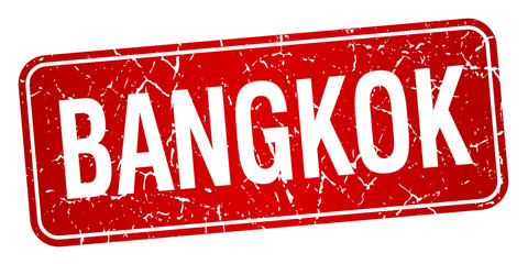 Bangkok red square vintage stamp isolated on white background