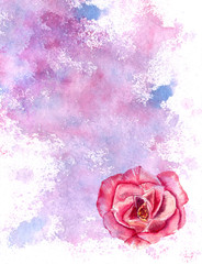 Greeting card template with watercolour rose