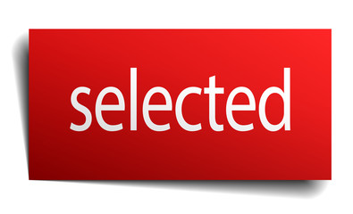selected red paper sticker isolated on white