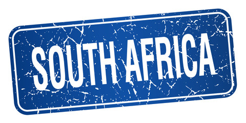 South Africa blue stamp isolated on white background
