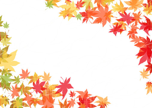 秋色グラデーション　紅葉　フレーム