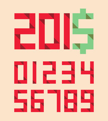 Origami Numbers in Retro Style, Idea Concept