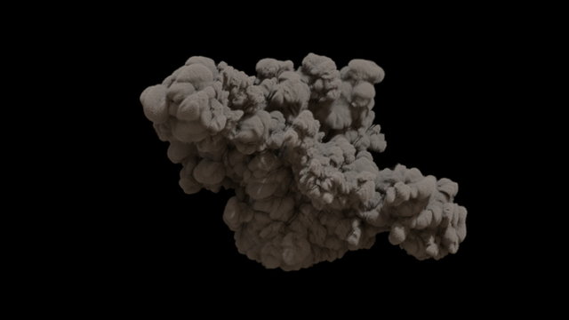 4k mushroom smoke cloud after explosion, isolated on black, High-detailed (hd, ultra high definition, 1920x1080, 1080p, 3840x2160) top view explosion