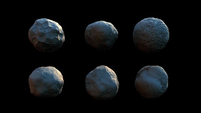 4k high detailed rotating asteroid or meteor texture, isolated on black background, with alpha, ready for compositing (uhd 3840x2160, ultra high definition, 1920x1080, 1080p) looped, seamless loop