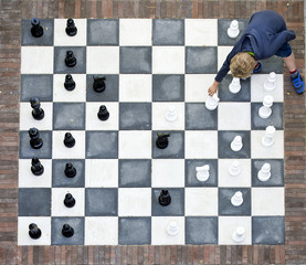 Outdoor chess board from above