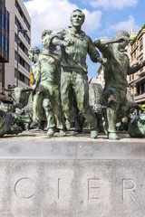 The Statue of Encierros in Pamplona (Spain)