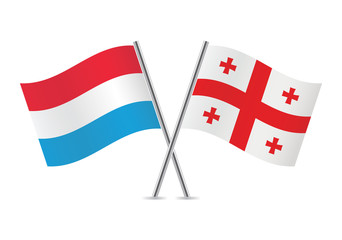 Georgia and Luxembourg flags. Vector illustration.