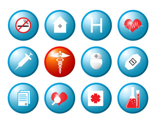 Medical icons and signs button vector