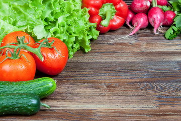 Vegetables on wooden background