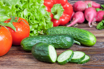 Vegetables on wooden background