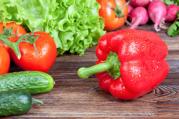 Vegetables on wooden background