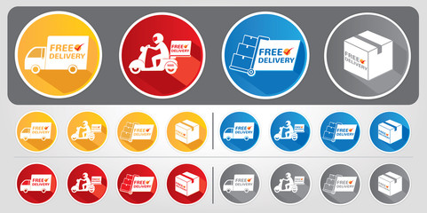 4 Set of web icon free delivery 