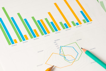multi color bar and radial charts with pensils
