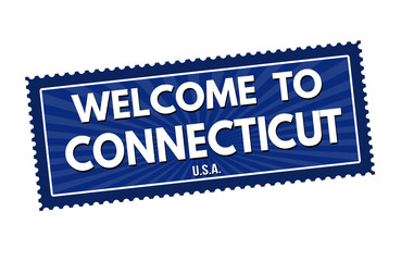 Welcome to Connecticut travel sticker or stamp