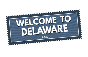 Welcome to Delaware travel sticker or stamp