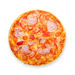 Delicious pizza with bacon and cherry tomato
