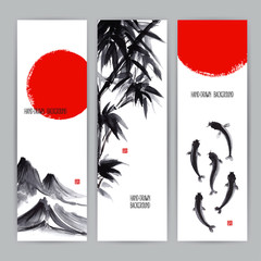 banners with Japanese natural motifs