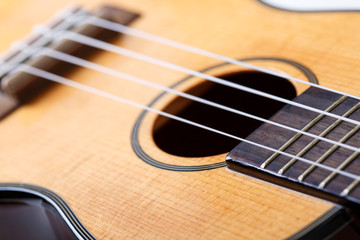 Small Hawaiian four stringed ukulele guitar